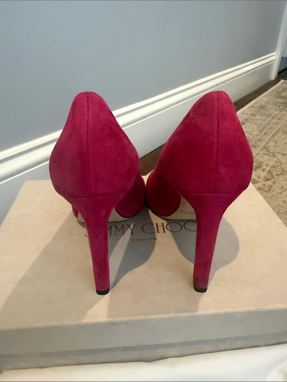 Jimmy Choo Fuchsia Suede Pointed-Toe Stiletto Pumps